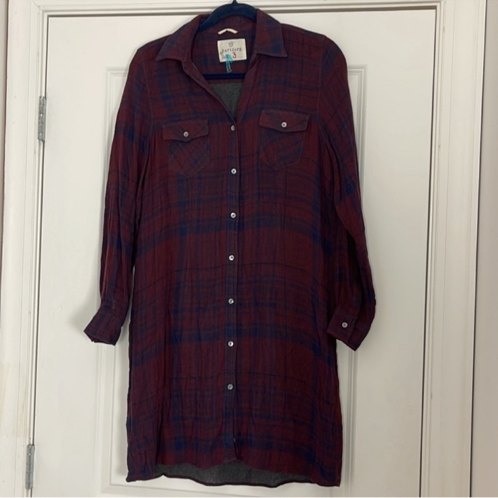 Hartford Plaid Wool Blend Shirt Dress Western Rustic GorpCore Academia Boho Fall